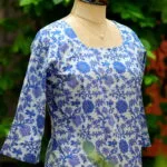 cotton Kurta – Kurti in Blue, side view | Tilattama