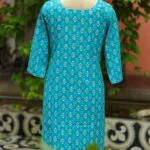 cotton Kurta – Kurti in Firoza, back view | Tilattama