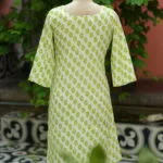 cotton Kurta – Kurti in Neon green, back view | Tilattama