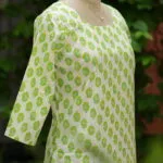 cotton Kurta – Kurti in Neon green, side view | Tilattama