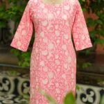cotton Kurta – Kurti in Peach, front view | Tilattama
