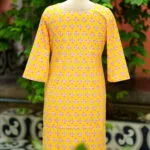 cotton Kurta – Kurti in Yellow, back view | Tilattama