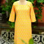 cotton Kurta – Kurti in Yellow, front view | Tilattama
