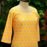 cotton Kurta – Kurti in Yellow, side view | Tilattama