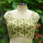 Dabu Round Neck – Blouse in Olive green, neckline | Tilattama