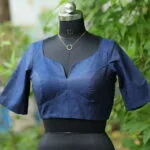 Denim sabyasachi G/S – Blouse in dark blue, front view | Tilattama