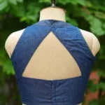 Denim Triangle Halter – Blouse in Blue, back view | Tilattama