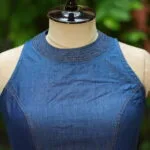 Denim Triangle Halter – Blouse in Blue | Tilattama
