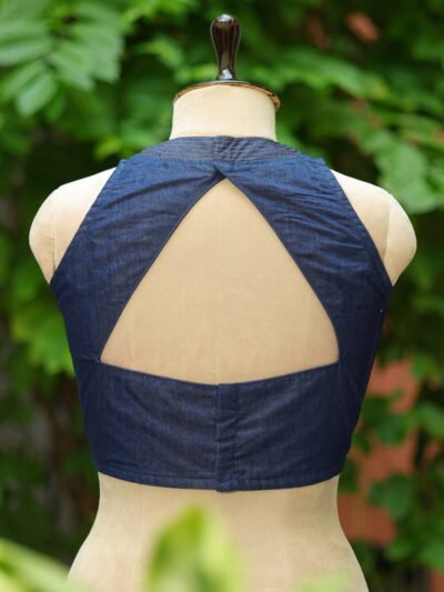Denim Triangle Halter - dark-blue