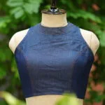 Denim Triangle Halter - dark-blue