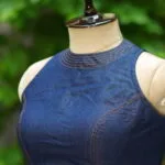 Denim Triangle Halter - dark-blue