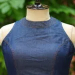 Denim Triangle Halter - dark-blue