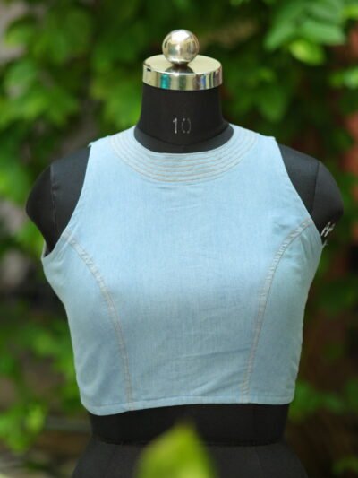 Denim Triangle Halter - light-blue