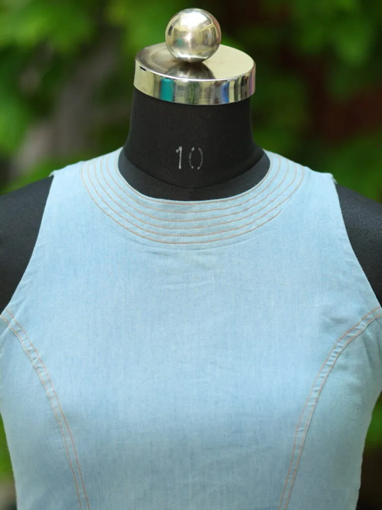 Denim Triangle Halter - light-blue