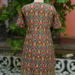 Digital Kantha One Piece – Kurti in Black, back view | Tilattama