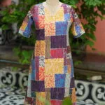 Digital Kantha One Piece – Kurti in MULTI, front view | Tilattama