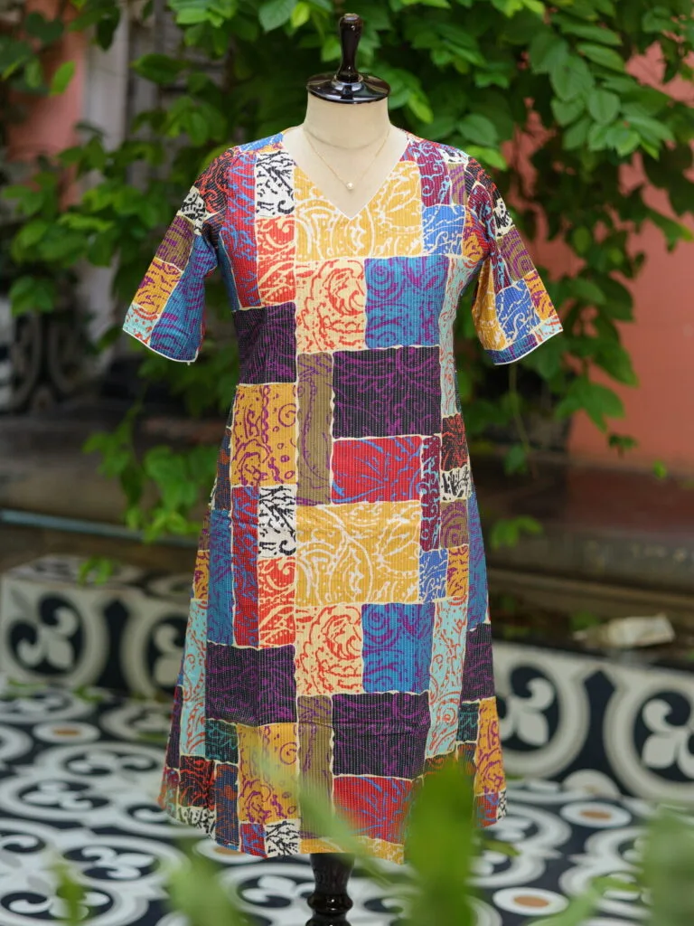 Digital Kantha One Piece – Kurti in MULTI, front view | Tilattama