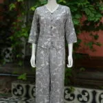Digital Waist Coat Co ord set – Kurti in black & white, front view | Tilattama
