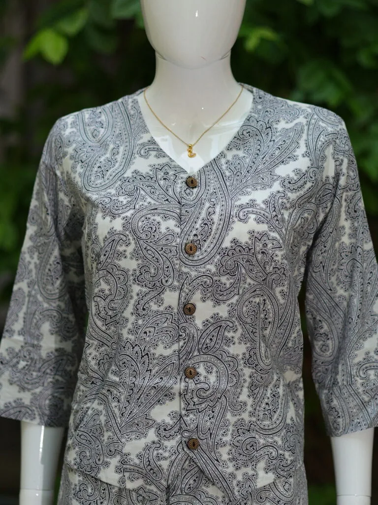 Digital Waist Coat Co ord set – Kurti in black & white | Tilattama