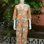 Digital Waist Coat Co ord set – Kurti in Gray, front view | Tilattama
