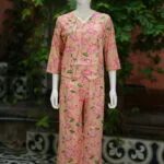 Digital Waist Coat Co ord set – Kurti in Peach, front view | Tilattama