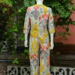Digital Waist Coat Co ord set – Kurti in Slate, back view | Tilattama