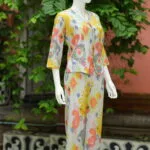 Digital Waist Coat Co ord set – Kurti in Slate, side view | Tilattama