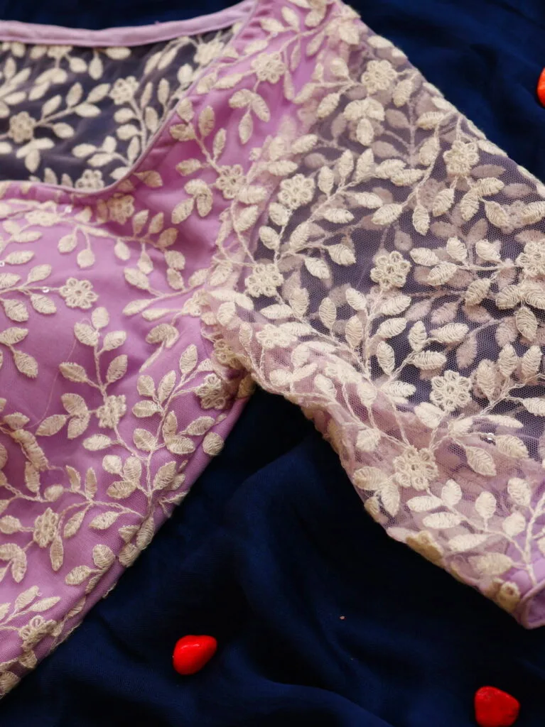 Dilruba Net – Blouse in Lavender, side view | Tilattama