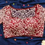 Dilruba Net – Blouse in Maroon, front view | Tilattama