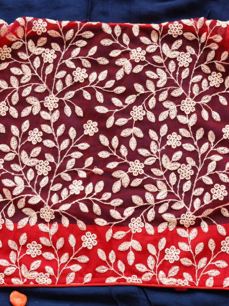 Dilruba Net – Blouse in Red, back view | Tilattama