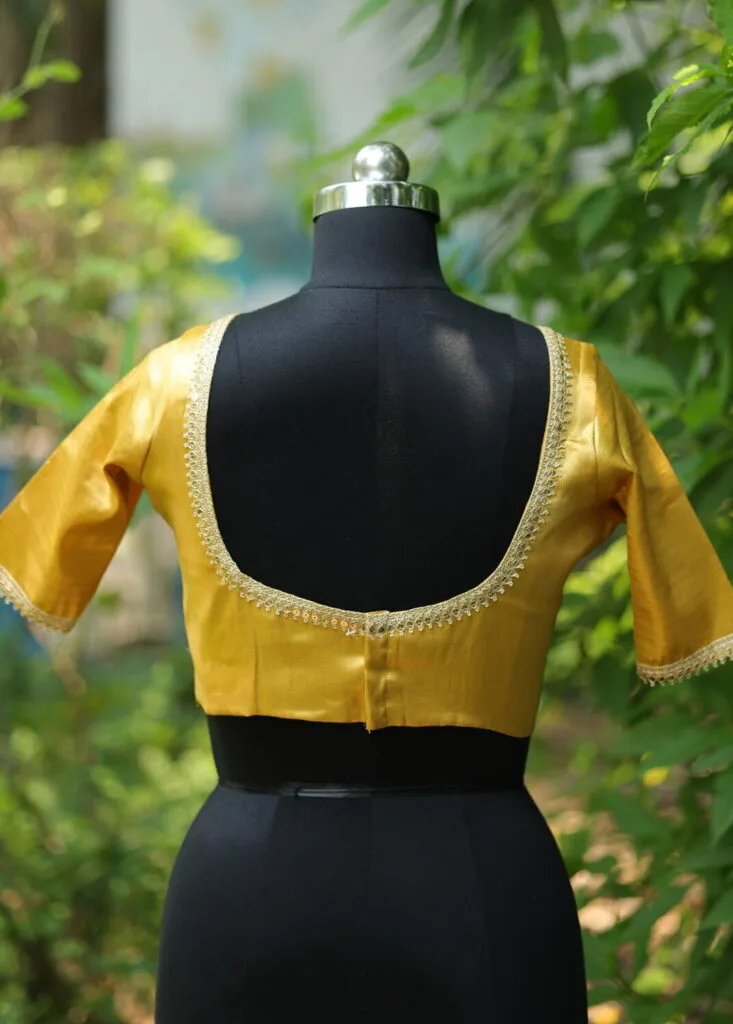 Dual Katan Mumtaz – Blouse in Mid Night Blue, back view | Tilattama