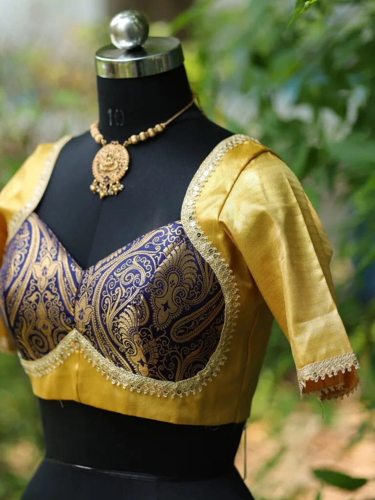 Dual Katan Mumtaz – Blouse in Mid Night Blue, side view | Tilattama
