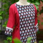 Floral Layerd One Piece – Kurti in Maroon, side view | Tilattama