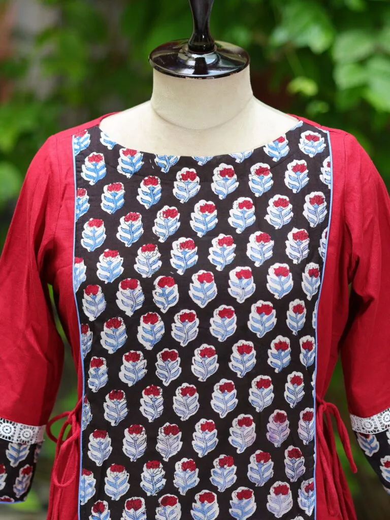 Floral Layerd One Piece – Kurti in Maroon | Tilattama