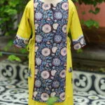 Floral Layerd One Piece – Kurti in Neon Pista, front view | Tilattama
