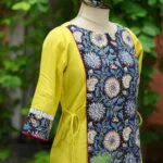 Floral Layerd One Piece – Kurti in Neon Pista, side view | Tilattama