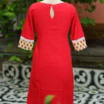 Floral Layerd One Piece – Kurti in Red, back view | Tilattama