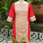 Floral Layerd One Piece – Kurti in Red, front view | Tilattama