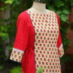 Floral Layerd One Piece – Kurti in Red, side view | Tilattama