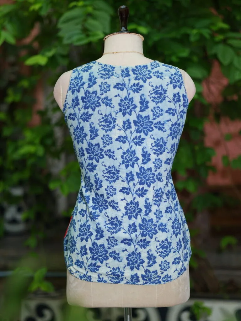 Half N Half Dabu – Kurti in Indigo, back view | Tilattama