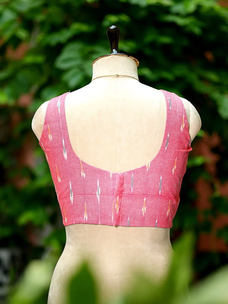Ikkat Sweetheart Cut - peach-sleeveless-44