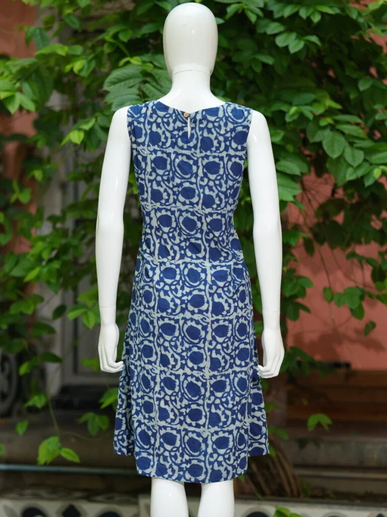 Indigo Infucion One Piece – Kurti in Indigo, back view | Tilattama