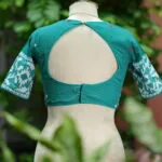 Jaharat jamdani – Blouse in Rama green, back view | Tilattama