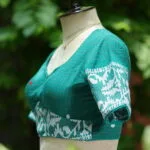 Jaharat jamdani – Blouse in Rama green, side view | Tilattama