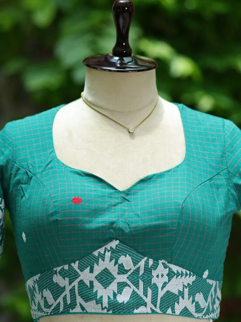 Jaharat jamdani – Blouse in Rama green | Tilattama