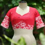Jaharat jamdani – Blouse in Red, front view | Tilattama