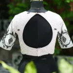 Jaharat jamdani – Blouse in white & black, back view | Tilattama