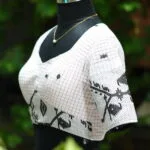 Jaharat jamdani – Blouse in white & black, side view | Tilattama