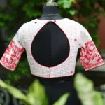 Jaharat jamdani – Blouse in white & red, back view | Tilattama