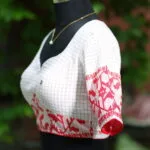 Jaharat jamdani – Blouse in white & red, side view | Tilattama